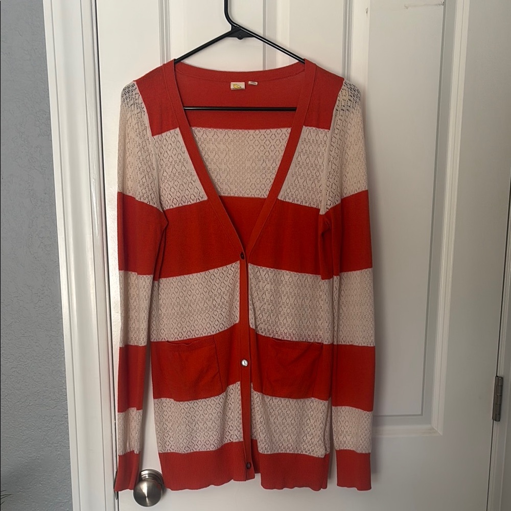 Anthropologie Striped Orange and Cream Women's Sweater